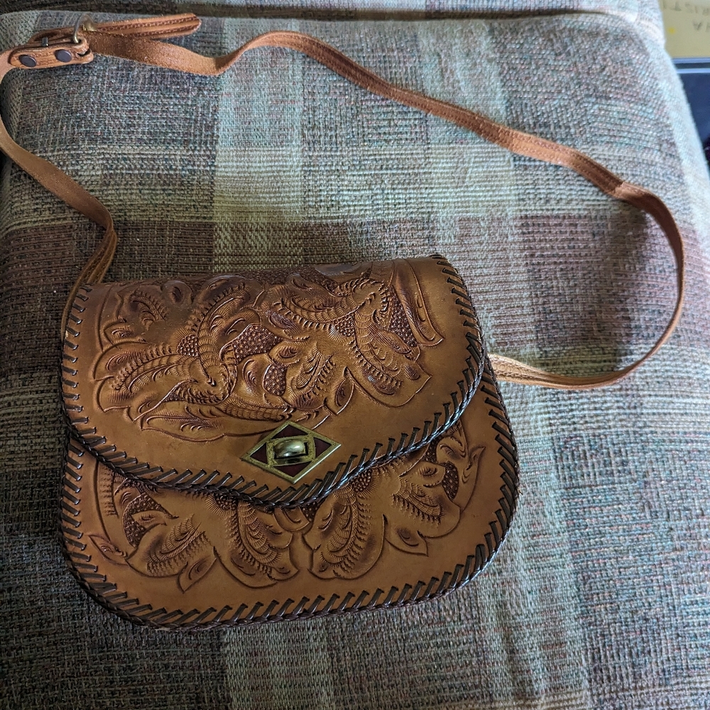 Vintage 1950s handmade leather purse